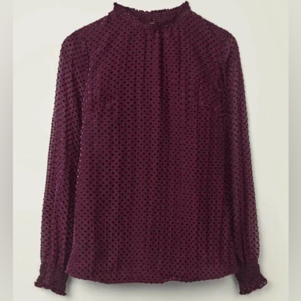 Boden Emilie Blouse Devore Dot Beetroot Sz 6